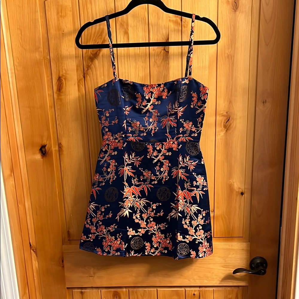 Realisation Par Navy and Orange Floral Mini Dress